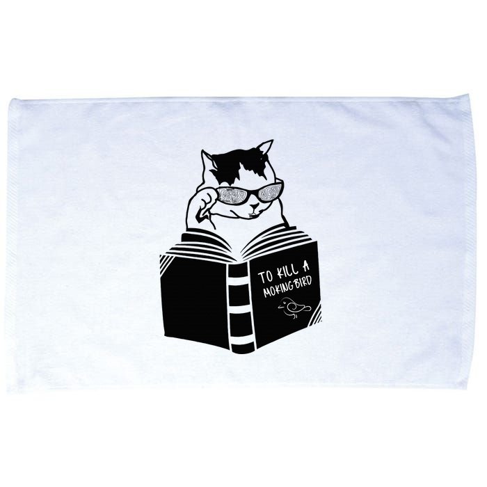 Cat Reading To Kill A Mockingbird Funny Microfiber Hand Towel