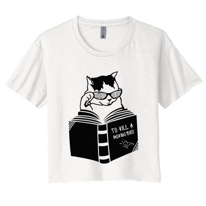 Cat Reading To Kill A Mockingbird Funny Crop Top