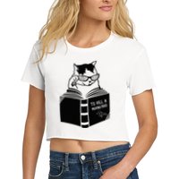Cat Reading To Kill A Mockingbird Funny Crop Top