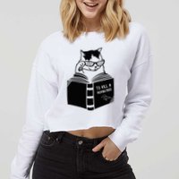 Cat Reading To Kill A Mockingbird Funny Cropped Pullover Crew