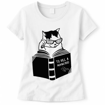 Cat Reading To Kill A Mockingbird Funny Womens T-Shirt