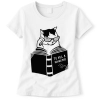 Cat Reading To Kill A Mockingbird Funny Womens T-Shirt