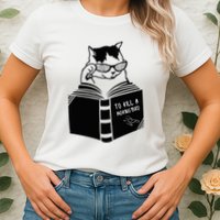 Cat Reading To Kill A Mockingbird Funny Womens T-Shirt