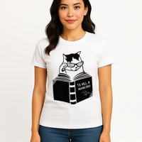 Cat Reading To Kill A Mockingbird Funny Womens T-Shirt