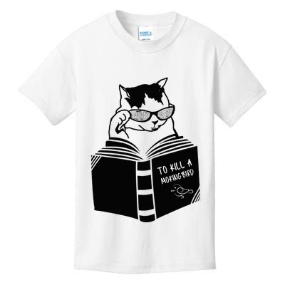 Cat Reading To Kill A Mockingbird Funny Kids T-Shirt