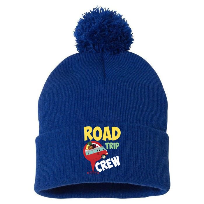 Cool Road Trip Crew Funny Summer Vacation Travel Fan Gift Cool Gift Pom Pom 12in Knit Beanie