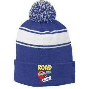 Cool Road Trip Crew Funny Summer Vacation Travel Fan Gift Cool Gift Stripe Pom Pom Beanie