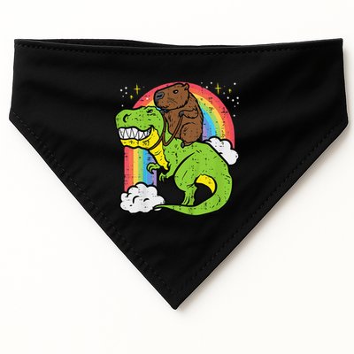 Capybara Riding Trex Dino Cute Capy Rodent USA-Made Doggie Bandana
