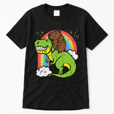 Capybara Riding Trex Dino Cute Capy Rodent Tall T-Shirt