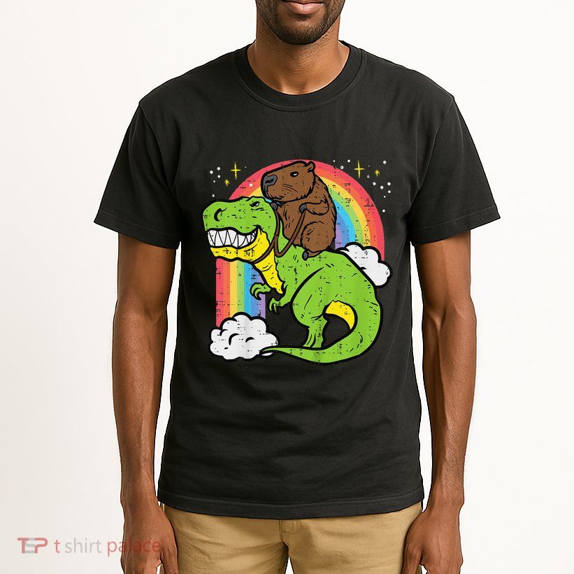 Capybara Riding Trex Dino Cute Capy Rodent Tall T-Shirt