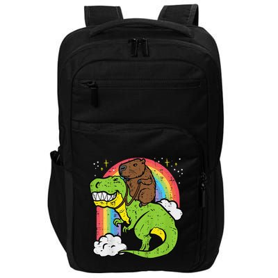 Capybara Riding Trex Dino Cute Capy Rodent Impact Tech Backpack