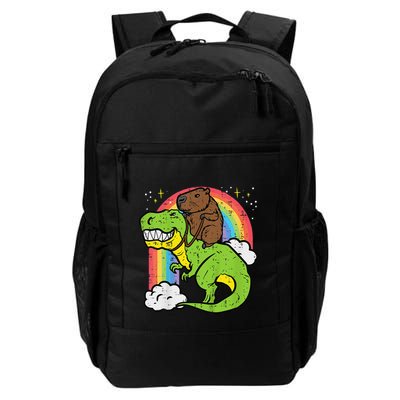 Capybara Riding Trex Dino Cute Capy Rodent Backpack