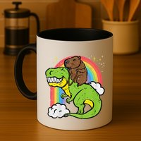Capybara Riding Trex Dino Cute Capy Rodent Mug