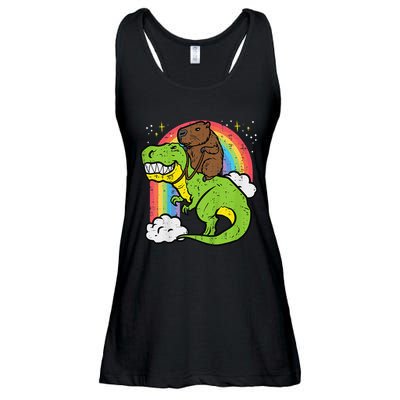 Capybara Riding Trex Dino Cute Capy Rodent Ladies Essential Flowy Tank