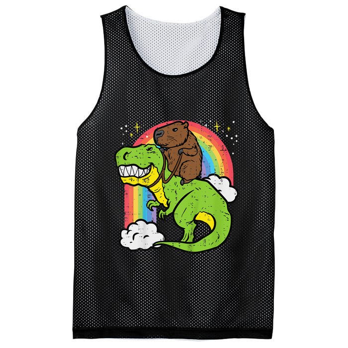 Capybara Riding Trex Dino Cute Capy Rodent Mesh Reversible Basketball Jersey Tank