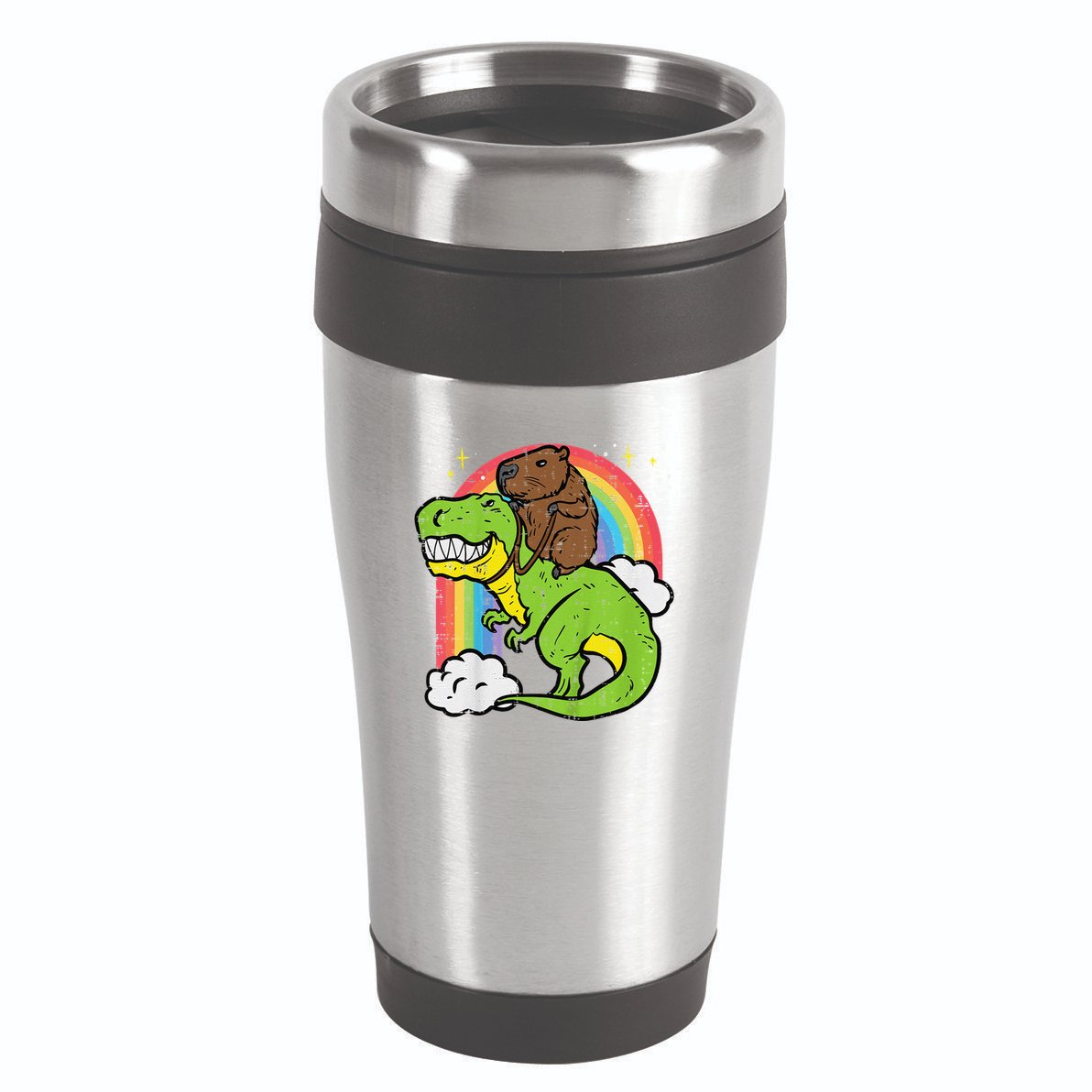 Capybara Riding Trex Dino Cute Capy Rodent 16oz Travel Tumbler