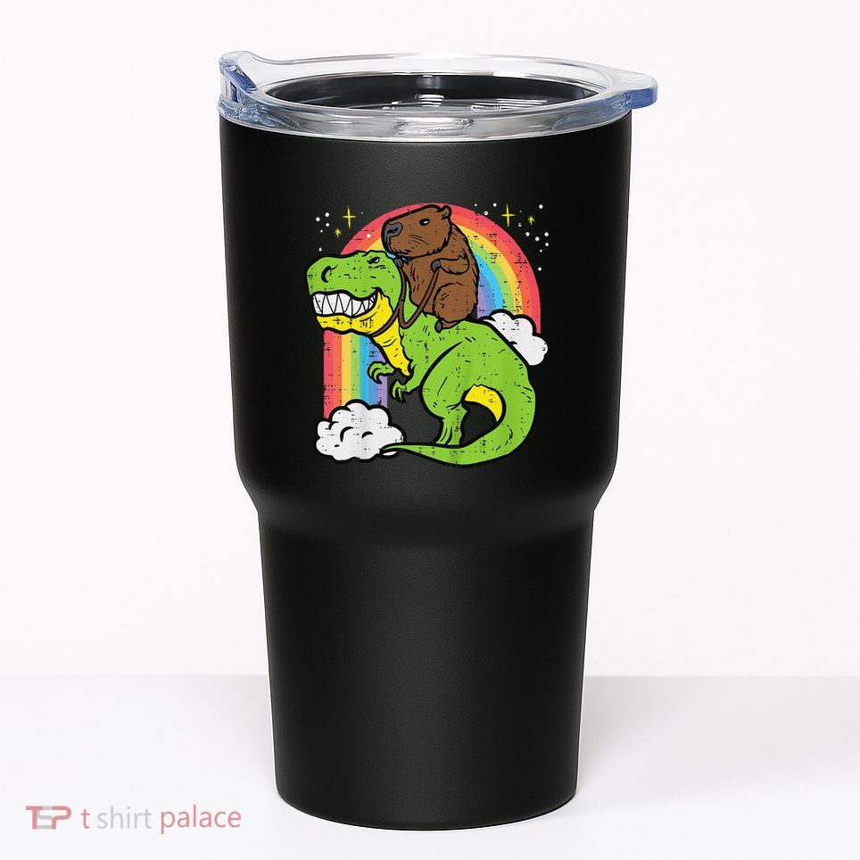 Capybara Riding Trex Dino Cute Capy Rodent Tumbler