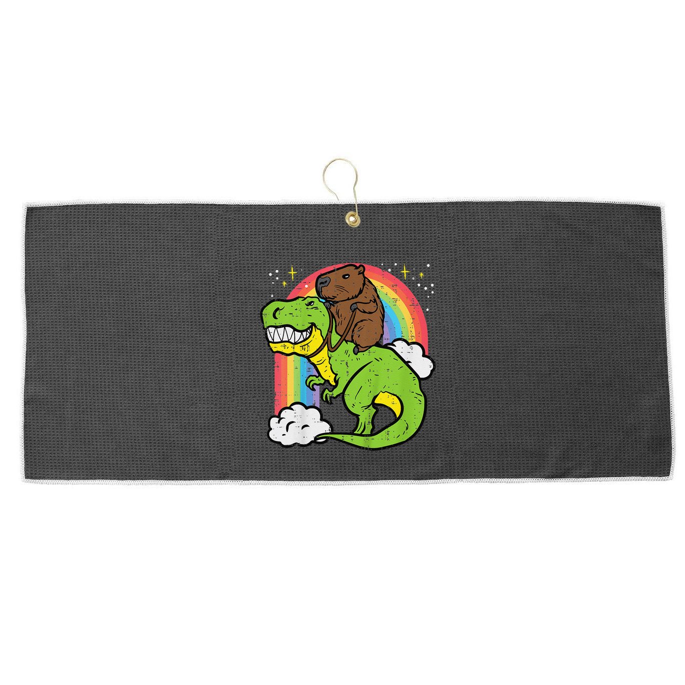 Capybara Riding Trex Dino Cute Capy Rodent Large Microfiber Waffle Golf Towel