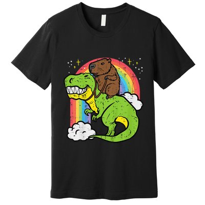 Capybara Riding Trex Dino Cute Capy Rodent Premium T-Shirt