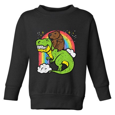 Capybara Riding Trex Dino Cute Capy Rodent Toddler Sweatshirt