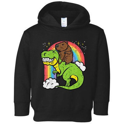 Capybara Riding Trex Dino Cute Capy Rodent Toddler Hoodie
