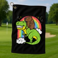 Capybara Riding Trex Dino Cute Capy Rodent Golf Towel