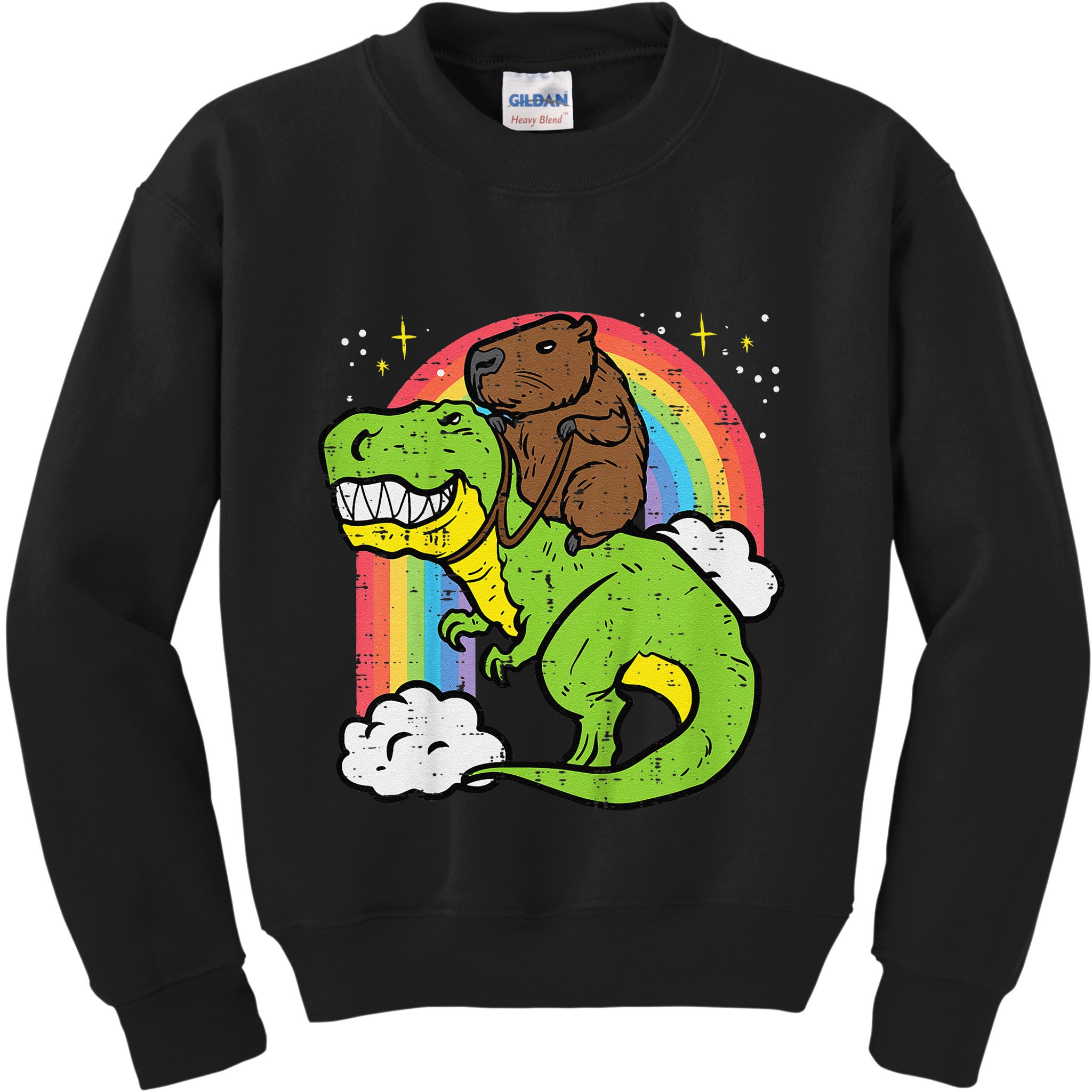 Capybara Riding Trex Dino Cute Capy Rodent Kids Sweatshirt