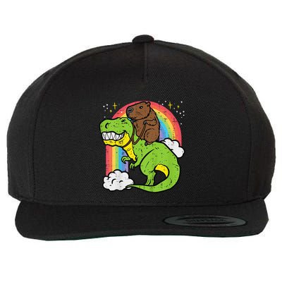 Capybara Riding Trex Dino Cute Capy Rodent Wool Snapback Cap