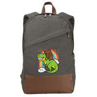 Capybara Riding Trex Dino Cute Capy Rodent Cotton Canvas Backpack