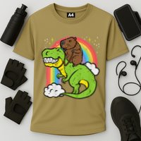 Capybara Riding Trex Dino Cute Capy Rodent Performance Shirt