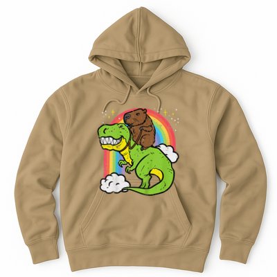 Capybara Riding Trex Dino Cute Capy Rodent Hoodie