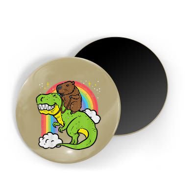 Capybara Riding Trex Dino Cute Capy Rodent Magnet