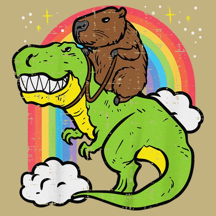 Capybara Riding Trex Dino Cute Capy Rodent Magnet