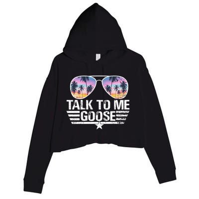 Cool Retro Talk To Me Goose Sunglasses Crop Fleece Hoodie