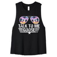 Cool Retro Talk To Me Goose Sunglasses Women's Racerback Cropped Tank