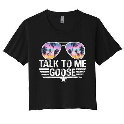 Cool Retro Talk To Me Goose Sunglasses Women's Crop Top Tee