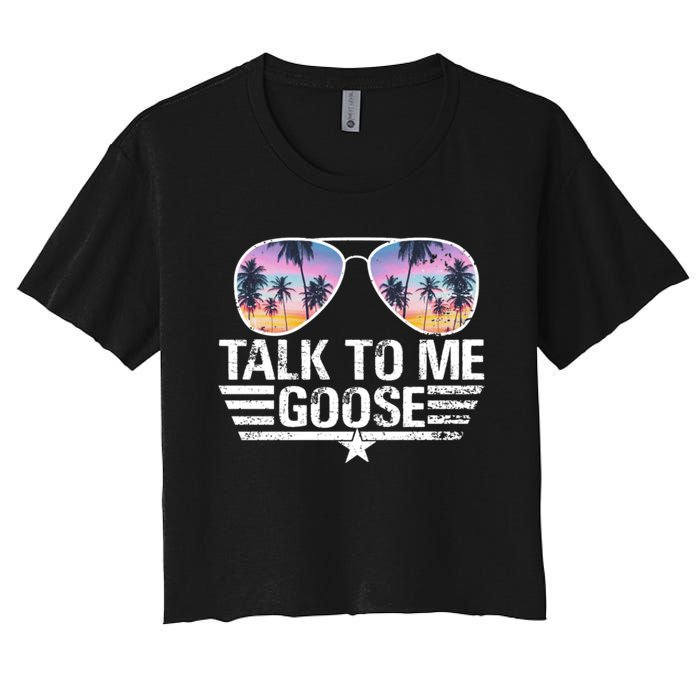 Cool Retro Talk To Me Goose Sunglasses Women's Crop Top Tee