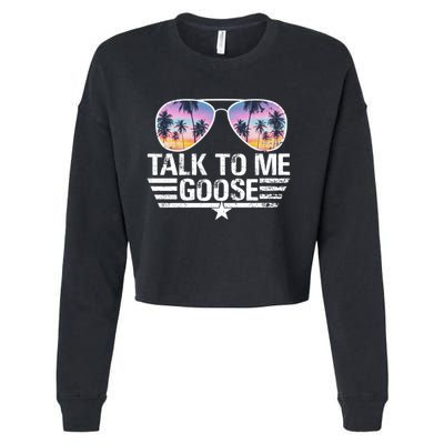 Cool Retro Talk To Me Goose Sunglasses Cropped Pullover Crew