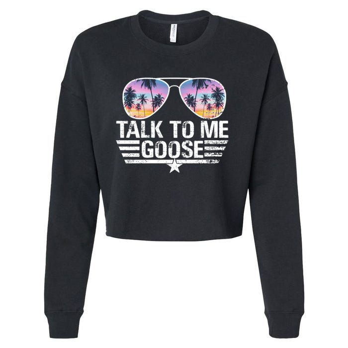 Cool Retro Talk To Me Goose Sunglasses Cropped Pullover Crew