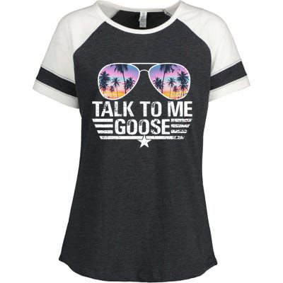 Cool Retro Talk To Me Goose Sunglasses Enza Ladies Jersey Colorblock Tee