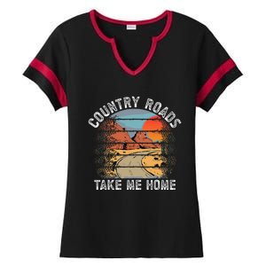 Country Roads Take Me Home Country Music Retro Ladies Halftime Notch Neck Tee