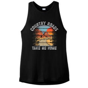 Country Roads Take Me Home Country Music Retro Ladies PosiCharge Tri-Blend Wicking Tank