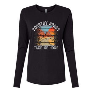 Country Roads Take Me Home Country Music Retro Womens Cotton Relaxed Long Sleeve T-Shirt