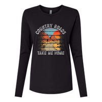 Country Roads Take Me Home Country Music Retro Womens Cotton Relaxed Long Sleeve T-Shirt