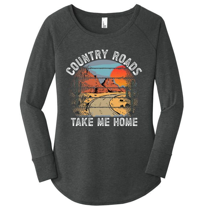 Country Roads Take Me Home Country Music Retro Women's Perfect Tri Tunic Long Sleeve Shirt