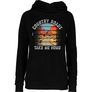 Country Roads Take Me Home Country Music Retro Womens Funnel Neck Pullover Hood