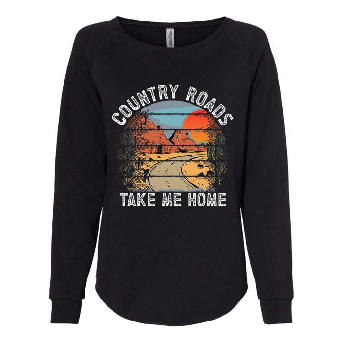 Country Roads Take Me Home Country Music Retro Womens California Wash Sweatshirt