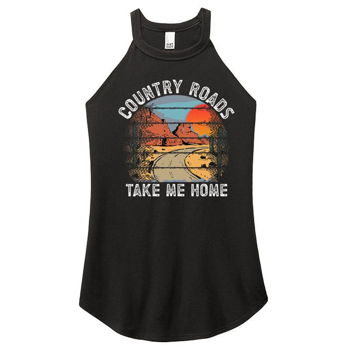 Country Roads Take Me Home Country Music Retro Women's Perfect Tri Rocker Tank