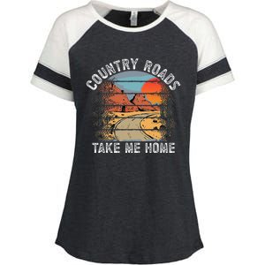 Country Roads Take Me Home Country Music Retro Enza Ladies Jersey Colorblock Tee