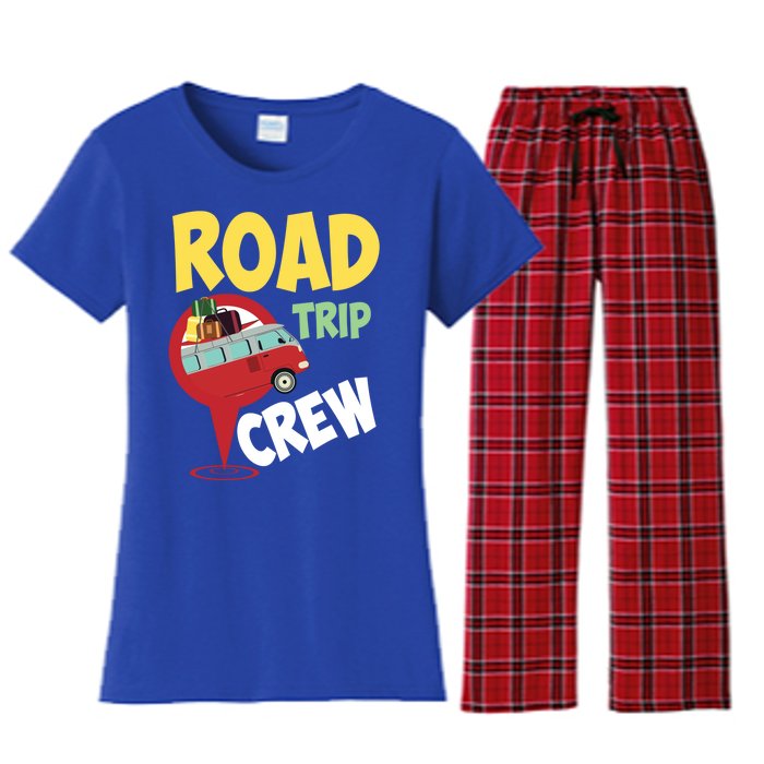 Cool Road Trip Crew Funny Summer Vacation Travel Fan Gift Women's Flannel Pajama Set